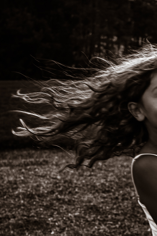 Girl's hair flying in the wind